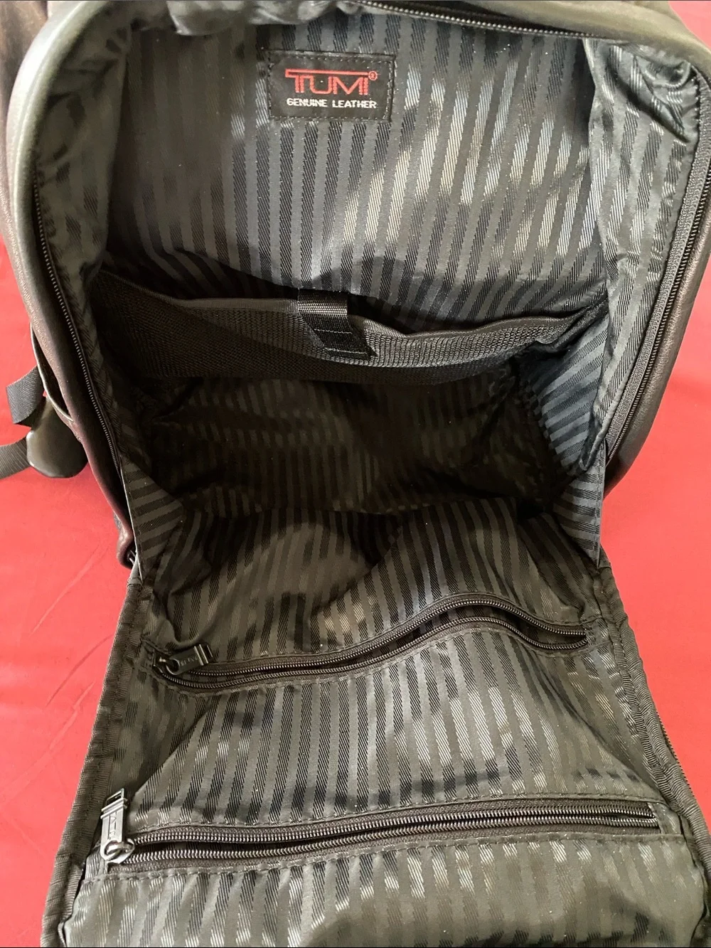 TUMI Black Men's Leather Backpack